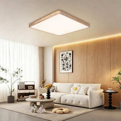 BRILAGI - dimmbare LED-Deckenleuchte WOODLINE SQUARE LED/180W/230V 3000-6000K Eiche 100x100 cm + Fernbedienung