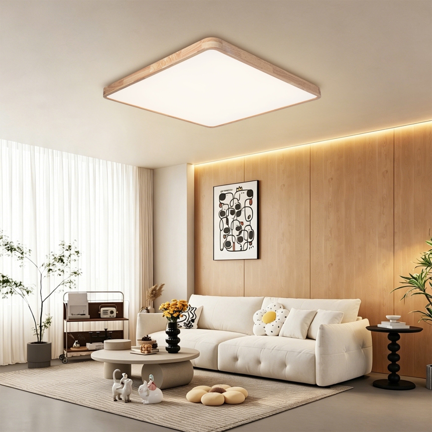 BRILAGI - dimmbare LED-Deckenleuchte WOODLINE SQUARE LED/180W/230V 3000-6000K Eiche 100x100 cm + Fernbedienung