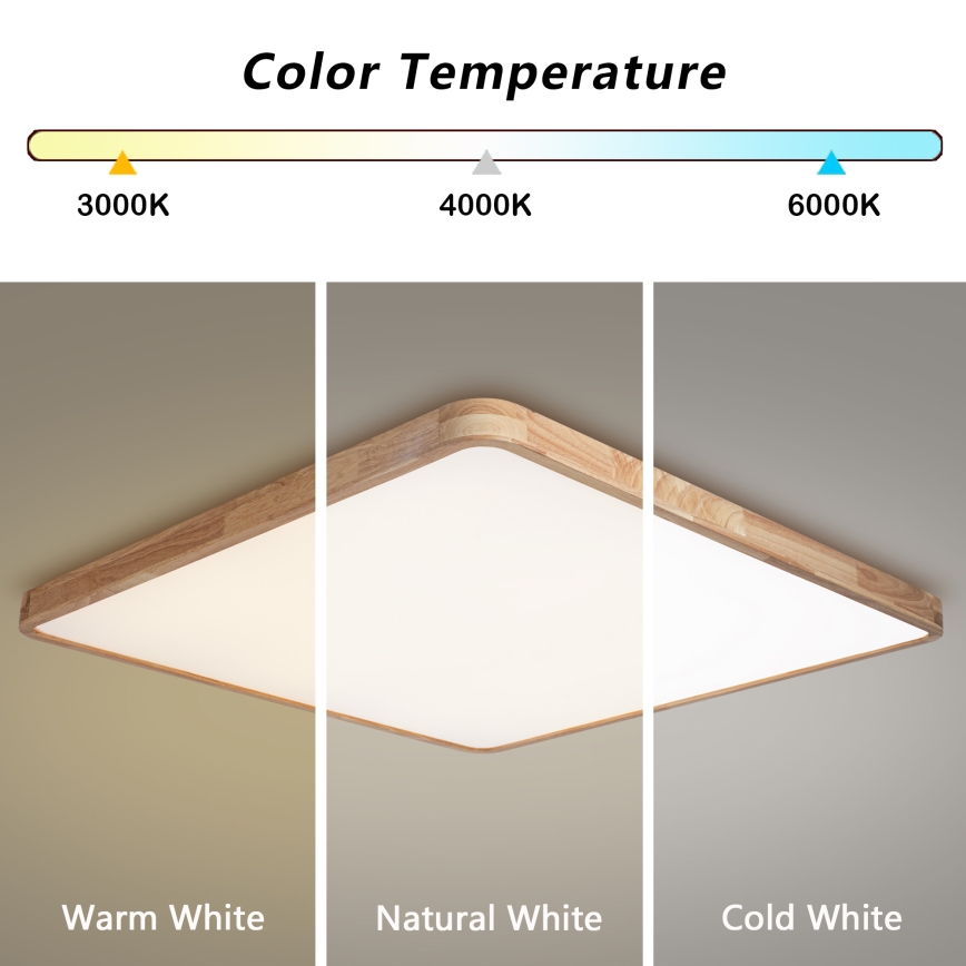 BRILAGI - dimmbare LED-Deckenleuchte WOODLINE SQUARE LED/180W/230V 3000-6000K Eiche 100x100 cm + Fernbedienung