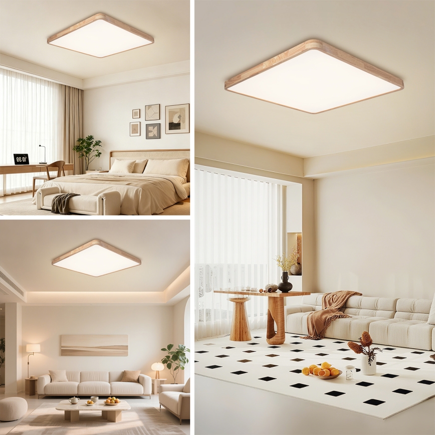 BRILAGI - dimmbare LED-Deckenleuchte WOODLINE SQUARE LED/180W/230V 3000-6000K Eiche 100x100 cm + Fernbedienung