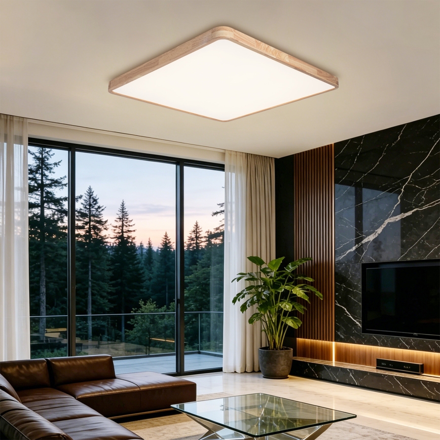 BRILAGI - dimmbare LED-Deckenleuchte WOODLINE SQUARE LED/180W/230V 3000-6000K Eiche 100x100 cm + Fernbedienung