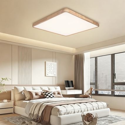 BRILAGI - dimmbare LED-Deckenleuchte WOODLINE SQUARE LED/180W/230V 3000-6000K Eiche 100x100 cm + Fernbedienung
