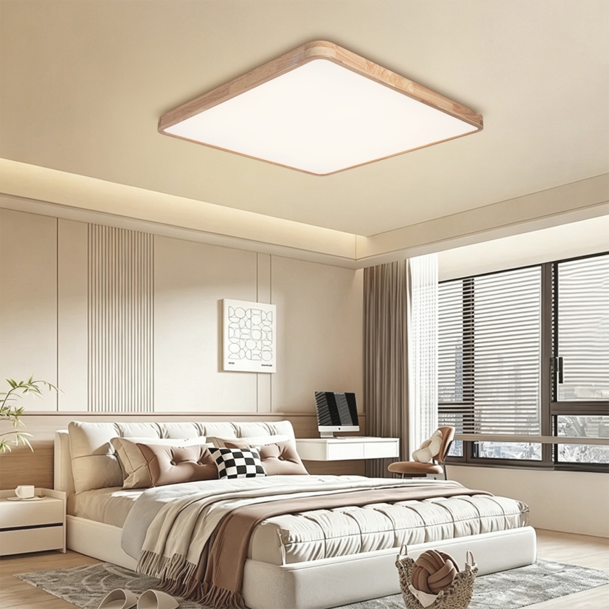BRILAGI - dimmbare LED-Deckenleuchte WOODLINE SQUARE LED/180W/230V 3000-6000K Eiche 100x100 cm + Fernbedienung