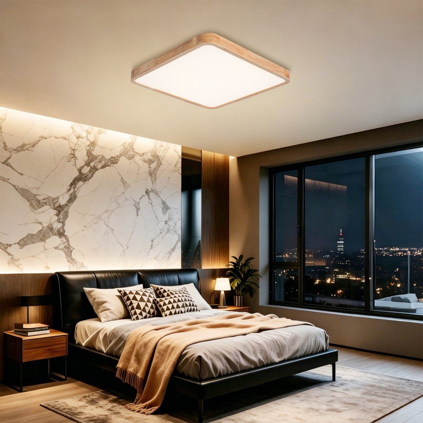 BRILAGI - dimmbare LED-Deckenleuchte WOODLINE SQUARE LED/80W/230V 3000-6000K Eiche 60x60 cm + Fernbedienung