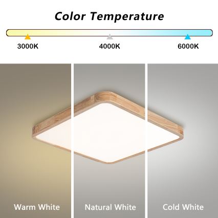 BRILAGI - dimmbare LED-Deckenleuchte WOODLINE SQUARE LED/80W/230V 3000-6000K Eiche 60x60 cm + Fernbedienung