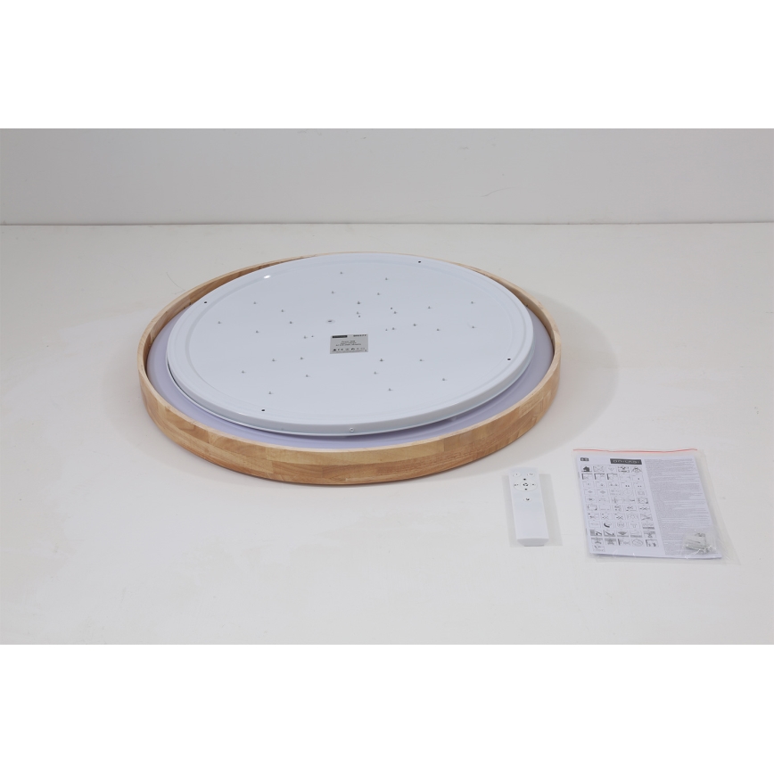 Brilagi - LED-dimmbare Deckenleuchte WOODROUND LED/40W/230V 3000-6000K Ø 60 cm Holz CRI 90 + Fernbedienung