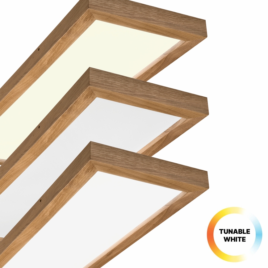 Brilagi - Dimmbare LED-Deckenleuchte für Badezimmer WOODY FRAME LED/50W/230V Eiche 120x30 cm 3000-6000K IP44 + Fernbedienung