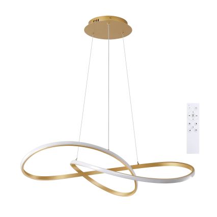 Brilagi - LED-dimmbare Pendelleuchte mit Seilaufhängung INFINITY LED/80W/230V 3000-6000K 80x80 cm goldfarben + Fernbedienung