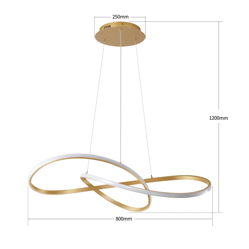 Brilagi - LED-dimmbare Pendelleuchte mit Seilaufhängung INFINITY LED/80W/230V 3000-6000K 80x80 cm goldfarben + Fernbedienung