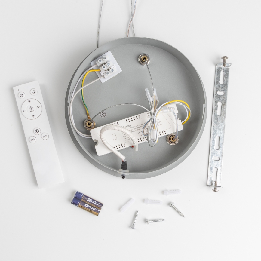 Brilagi - LED dimmbare Pendelleuchte mit Seilaufhängung FALCON LED/40W/230V 3000–6500K Ø 45 cm grau + Fernbedienung