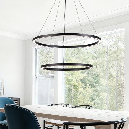 Brilagi - dimmbare LED-Hängeleuchte am Kabel PORTOFINO LED/98W/230V 3000-6000K Ø 80 cm schwarz + Fernbedienung