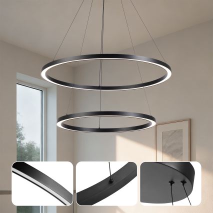 Brilagi - dimmbare LED-Hängeleuchte am Kabel PORTOFINO LED/98W/230V 3000-6000K Ø 80 cm schwarz + Fernbedienung