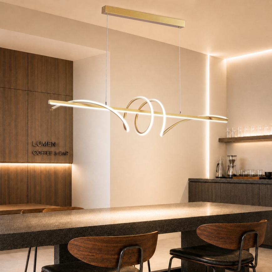 BRILAGI - dimmbare LED-Pendelleuchte mit Seilaufhängung SIGNATURE LED/50W/230V 3000-6000K 120 cm goldfarben + Fernbedienung