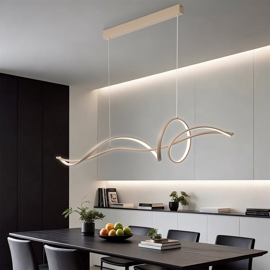 Brilagi - LED-dimmbare Hängeleuchte an Seil SIGNATURE LED/55W/230V 3000-6000K 120x23 cm beige + mit Fernbedienung