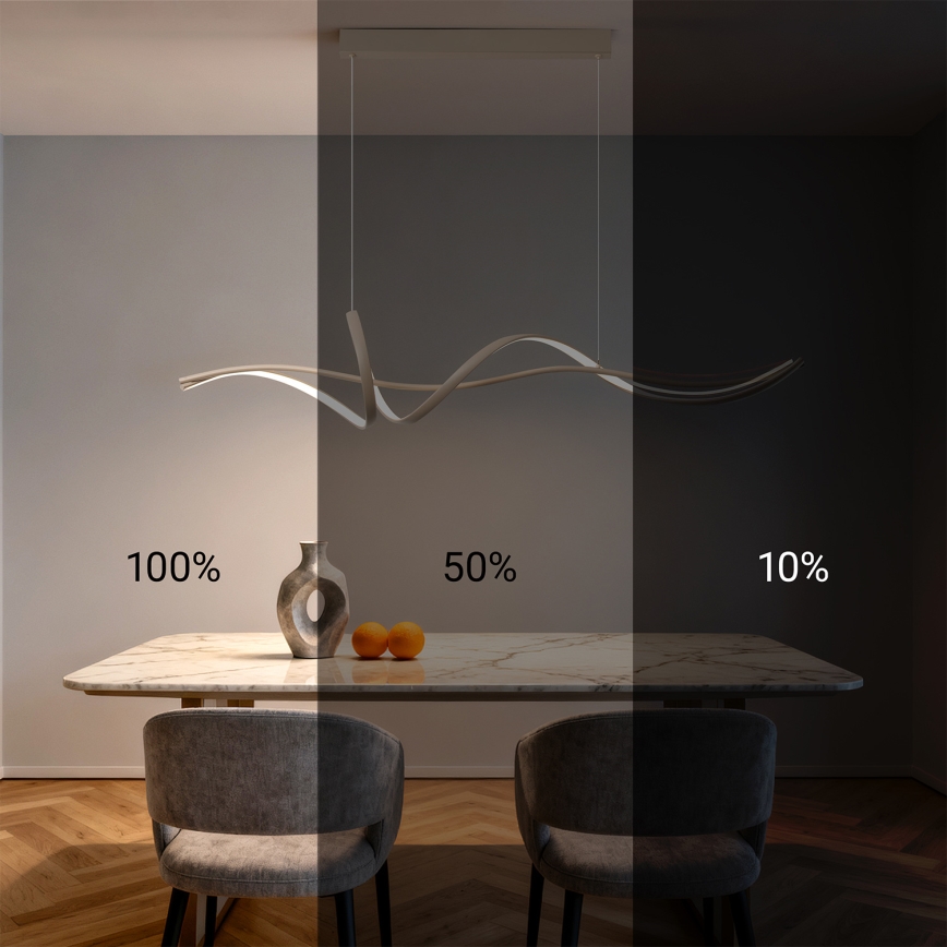 Brilagi - LED-dimmbare Hängeleuchte an Seil SIGNATURE LED/55W/230V 3000-6000K 120x23 cm beige + mit Fernbedienung