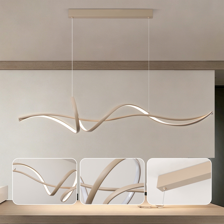 Brilagi - LED-dimmbare Hängeleuchte an Seil SIGNATURE LED/55W/230V 3000-6000K 120x23 cm beige + mit Fernbedienung