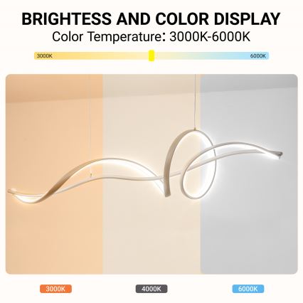 Brilagi - LED-dimmbare Hängeleuchte an Seil SIGNATURE LED/55W/230V 3000-6000K 120x23 cm beige + mit Fernbedienung