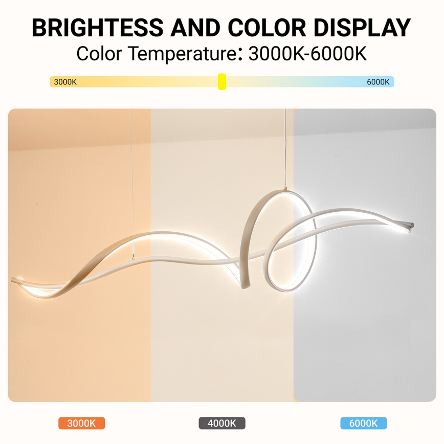 Brilagi - LED-dimmbare Hängeleuchte an Seil SIGNATURE LED/55W/230V 3000-6000K 120x23 cm beige + mit Fernbedienung