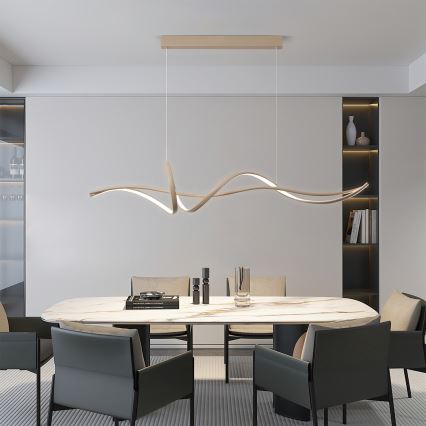 Brilagi - LED-dimmbare Hängeleuchte an Seil SIGNATURE LED/55W/230V 3000-6000K 120x23 cm beige + mit Fernbedienung