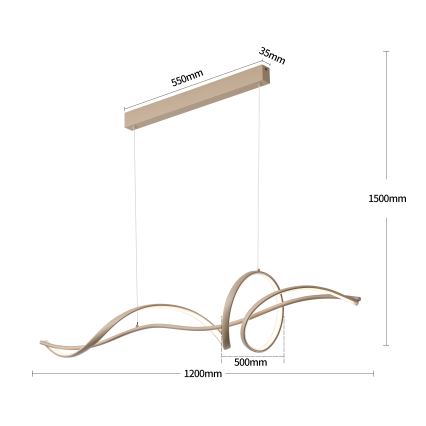 Brilagi - LED-dimmbare Hängeleuchte an Seil SIGNATURE LED/55W/230V 3000-6000K 120x23 cm beige + mit Fernbedienung