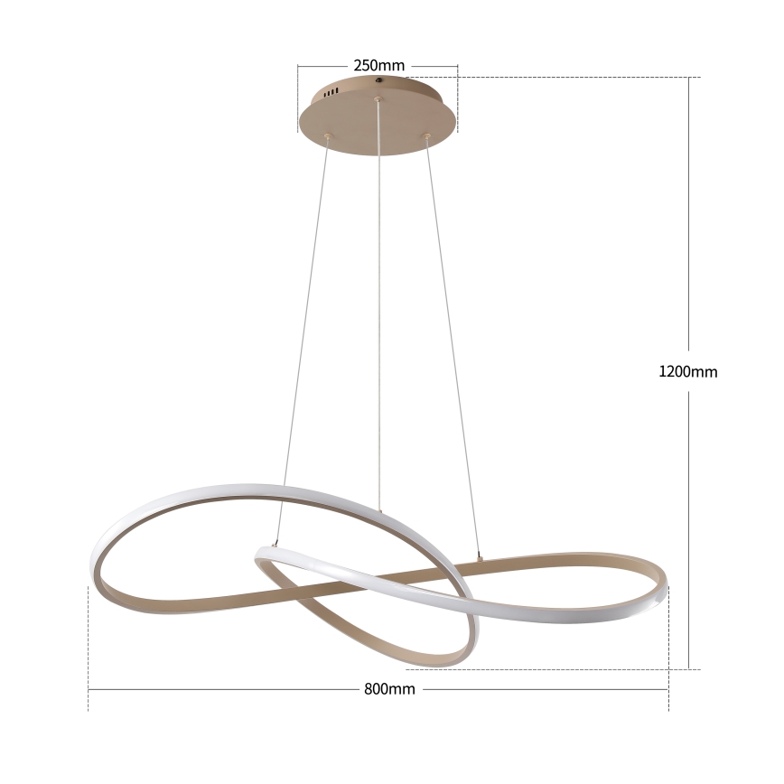 Brilagi - LED-dimmbare Pendelleuchte an Seil INFINITY LED/80W/230V 3000-6000K 80x80 cm beige + Fernbedienung