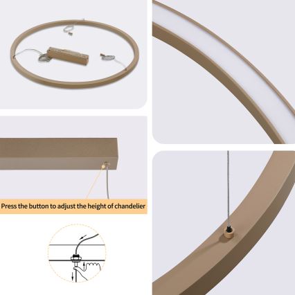 BRILAGI - PORTOFINO LED-dimmbare Pendelleuchte an Kabel, 60W/230V, 3000–6000K, Ø 80 cm, beige + Fernbedienung