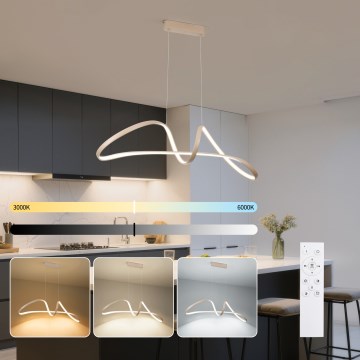 Brilagi - dimmbare LED-Pendelleuchte an Seil TWISTER LED/60W/230V 3000-6000K beige + Fernbedienung