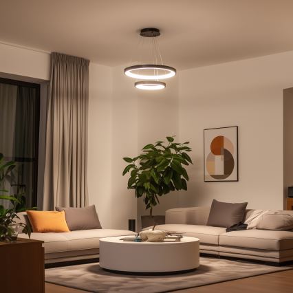 Brilagi - LED dimmbare Pendelleuchte an Kabel FALCON SLIM LED/68W/230V 3000–6500K Ø 50 cm schwarz + Fernbedienung