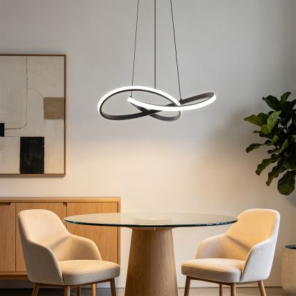 Brilagi - LED-dimmbare Pendelleuchte an Stahlseil INFINITY LED/55W/230V 3000–6000K 50×50 cm schwarz + Fernbedienung