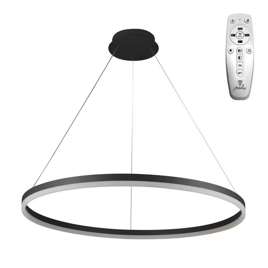 Brilagi - Dimmbare LED-Hängeleuchte CIRCLE mit Seilaufhängung, LED/55W/230V, 3000–6500K, Ø 80 cm, schwarz + Fernbedienung