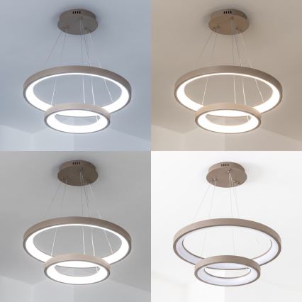BRILAGI - LED-dimmbar Pendelleuchte mit Seilaufhängung FALCON SLIM LED/68W/230V 3000-6500K Ø 50 cm beige + Fernbedienung