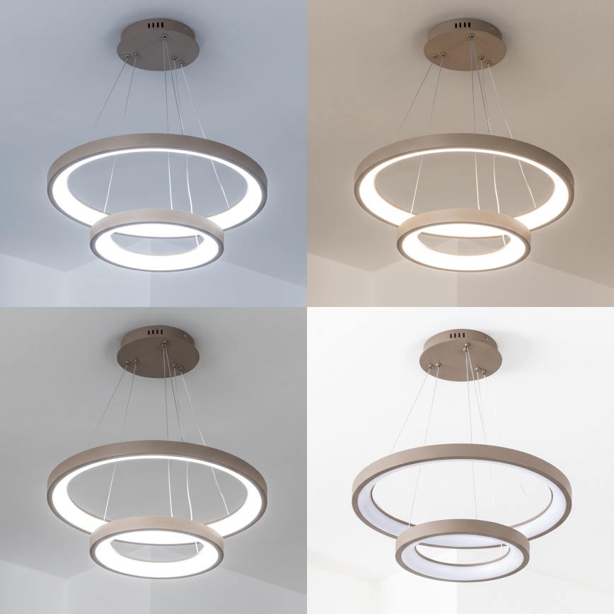 BRILAGI - LED-dimmbar Pendelleuchte mit Seilaufhängung FALCON SLIM LED/68W/230V 3000-6500K Ø 50 cm beige + Fernbedienung