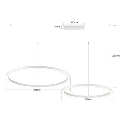 Brilagi - LED dimmbarer Pendelleuchter PORTOFINO an Seilaufhängung LED/98W/230V 3000-6000K weiß + Fernbedienung