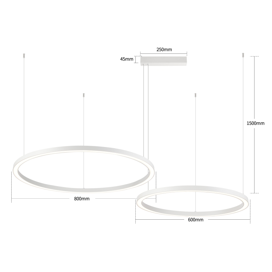Brilagi - LED dimmbarer Pendelleuchter PORTOFINO an Seilaufhängung LED/98W/230V 3000-6000K weiß + Fernbedienung