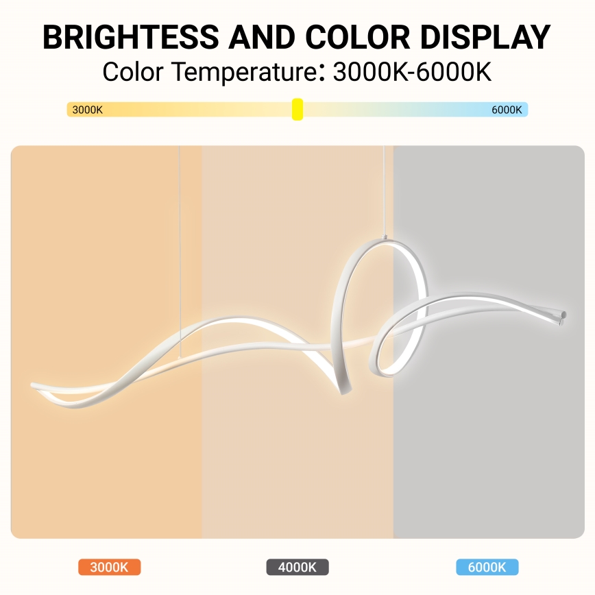 Brilagi - dimmbare seilabhängige LED-Pendelleuchte SIGNATURE LED/55W/230V 3000-6000K 120x23 cm weiß + Fernbedienung