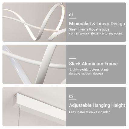 Brilagi - dimmbare seilabhängige LED-Pendelleuchte SIGNATURE LED/55W/230V 3000-6000K 120x23 cm weiß + Fernbedienung