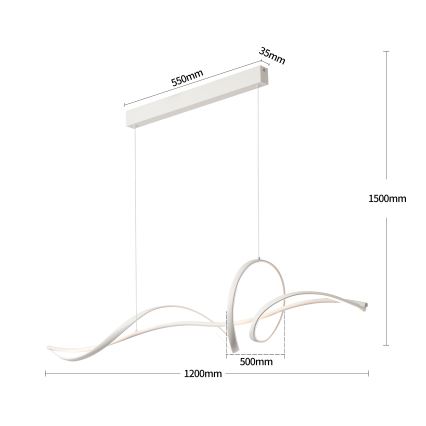 Brilagi - dimmbare seilabhängige LED-Pendelleuchte SIGNATURE LED/55W/230V 3000-6000K 120x23 cm weiß + Fernbedienung
