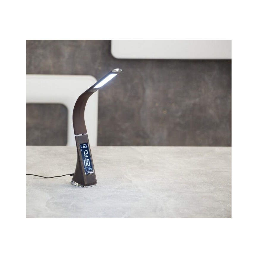 Brilagi - Dimmbare LED-Tischleuchte mit Display PELLE LED/7W/230V braun