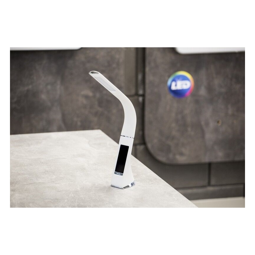 Brilagi - Dimmbare LED-Tischleuchte mit Display PELLE LED/7W/230V weiß