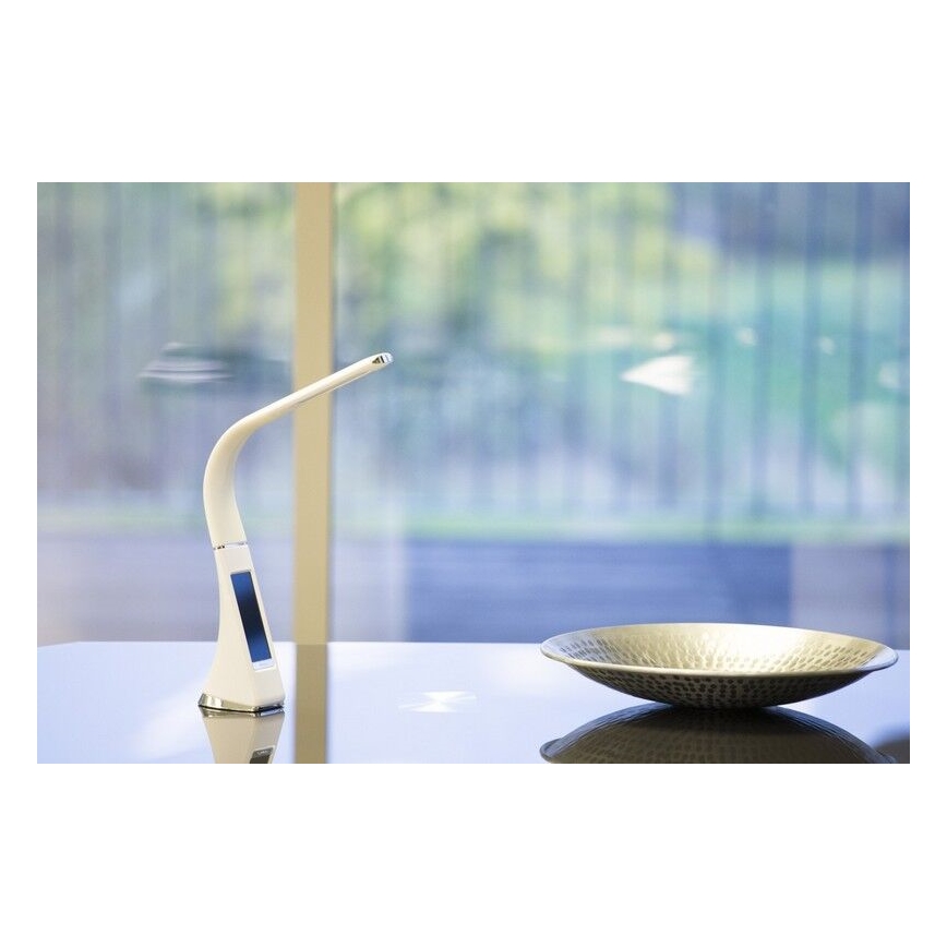 Brilagi - Dimmbare LED-Tischleuchte mit Display PELLE LED/7W/230V weiß
