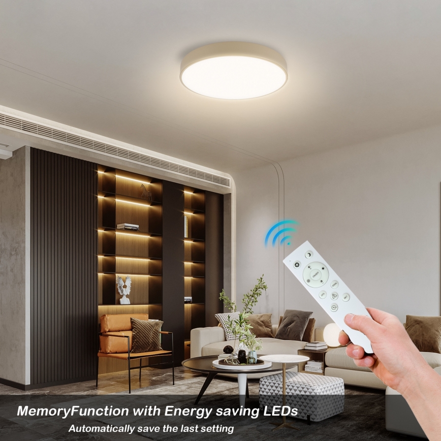 Brilagi - dimmbare LED-Deckenleuchte POOL SMART LED/48W/230V 3000-6000K Ø 40 cm Wi-Fi Tuya beige + Fernbedienung