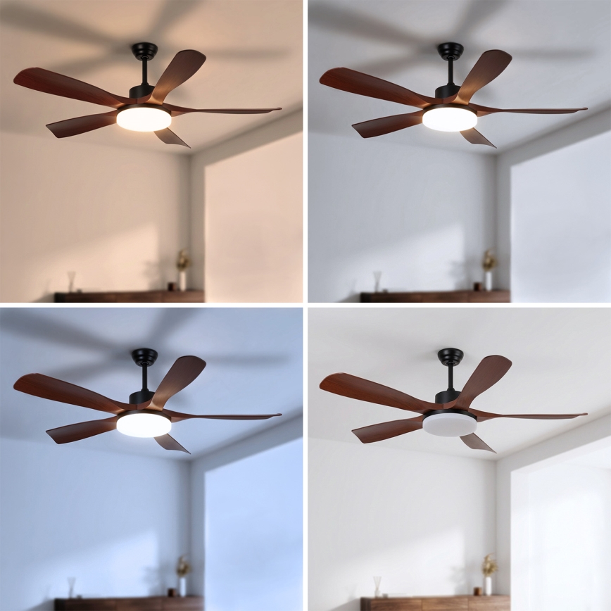 Brilagi - LED-dimmbarer Deckenventilator LED/34W/230V 132 cm schwarz/braun + Fernbedienung