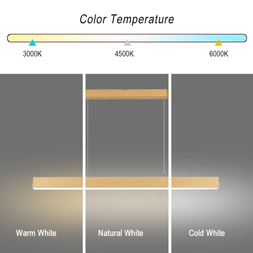 Brilagi - dimmbarer LED-Kronleuchter SLEEKLINE SMART LED/40W/230V Wi-Fi Tuya Eichen-Dekor + Fernbedienung
