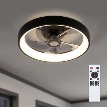 Brilagi - dimmbarer LED-Deckenventilator 34 W / 230 V, 3000-6500 K, Ø 50 cm, schwarz, mit Fernbedienung