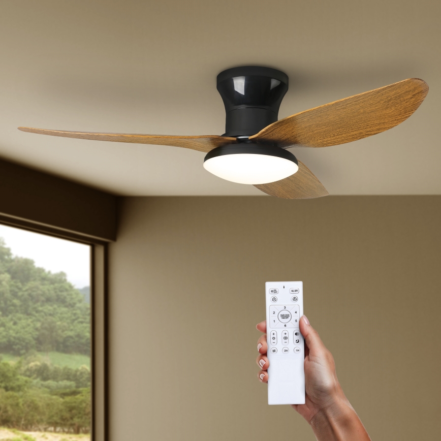 Brilagi - Dimmbarer LED-Deckenventilator LED/30W/230V 3000-6500K schwarz/braun + Fernbedienung
