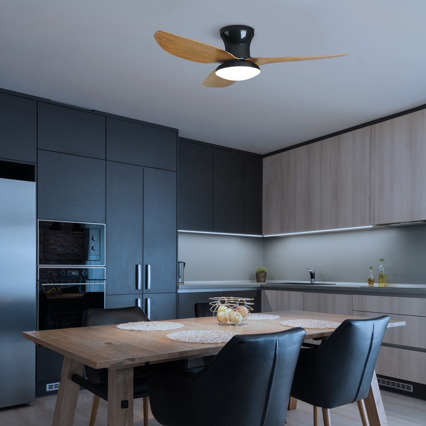 Brilagi - Dimmbarer LED-Deckenventilator LED/30W/230V 3000-6500K schwarz/braun + Fernbedienung