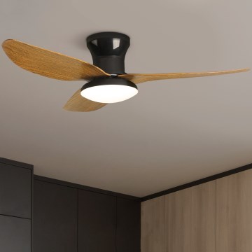 Brilagi - Dimmbarer LED-Deckenventilator LED/30W/230V 3000-6500K schwarz/braun + Fernbedienung
