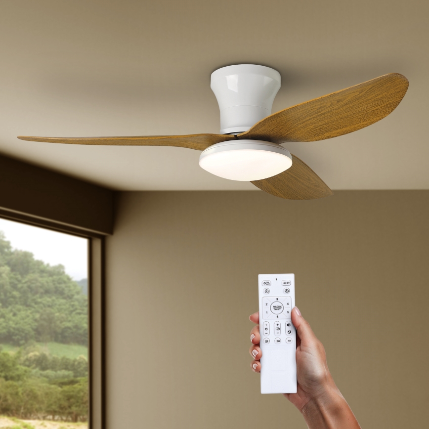Brilagi - Dimmbarer LED-Deckenventilator LED/30W/230V 3000-6500K weiß/braun + Fernbedienung