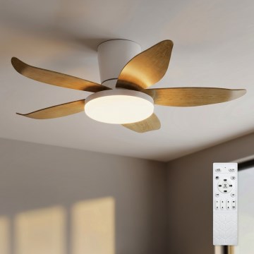 Brilagi - Dimmbarer LED-Deckenventilator LED/32W/230V 95 cm weiß/braun + Fernbedienung