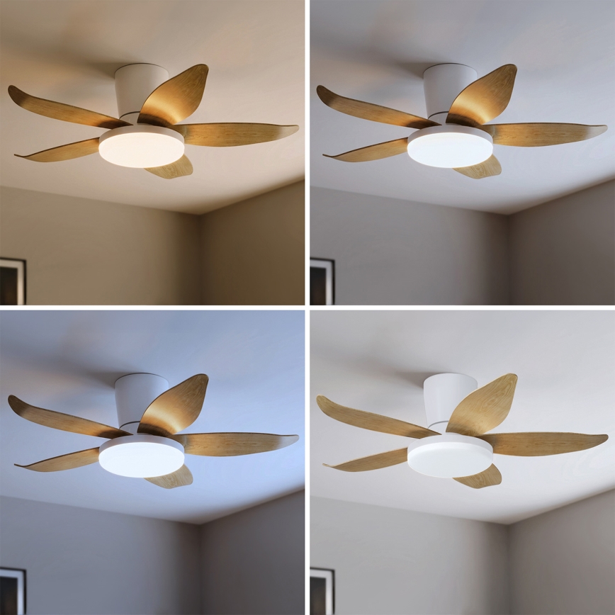 Brilagi - Dimmbarer LED-Deckenventilator LED/32W/230V 3000-6500K Ø 95 cm weiß/braun + Fernbedienung